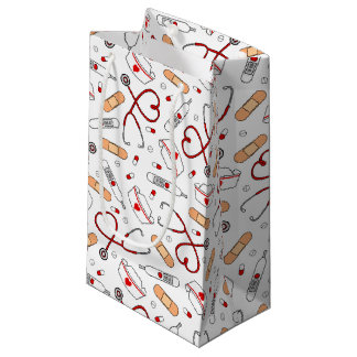 Nurse Love Print White Background Small Gift Bag