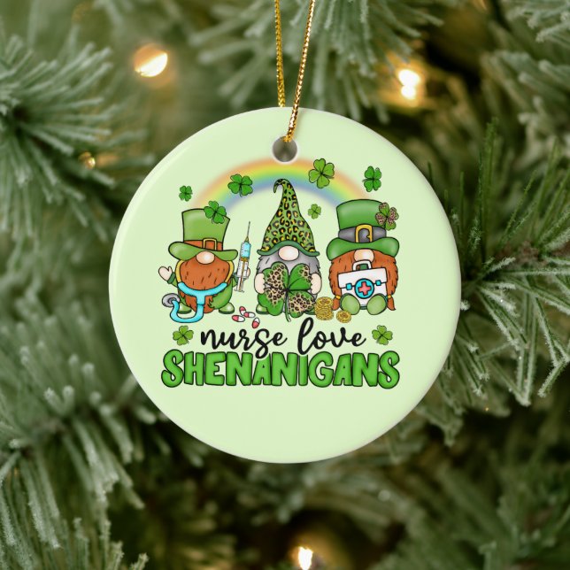 Nurse Love Shenanigans St. Patrick's Ceramic Ornament (Tree)
