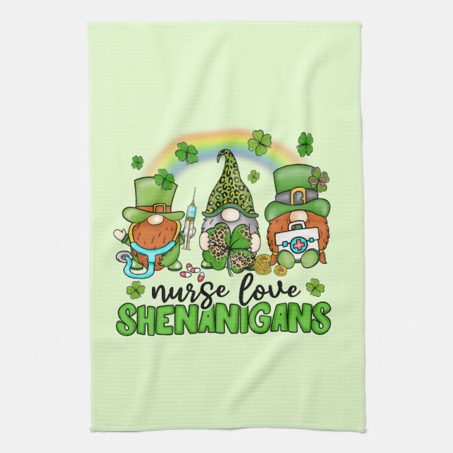 Nurse Love Shenanigans St. Patrick's Kitchen Towel (Vertical)