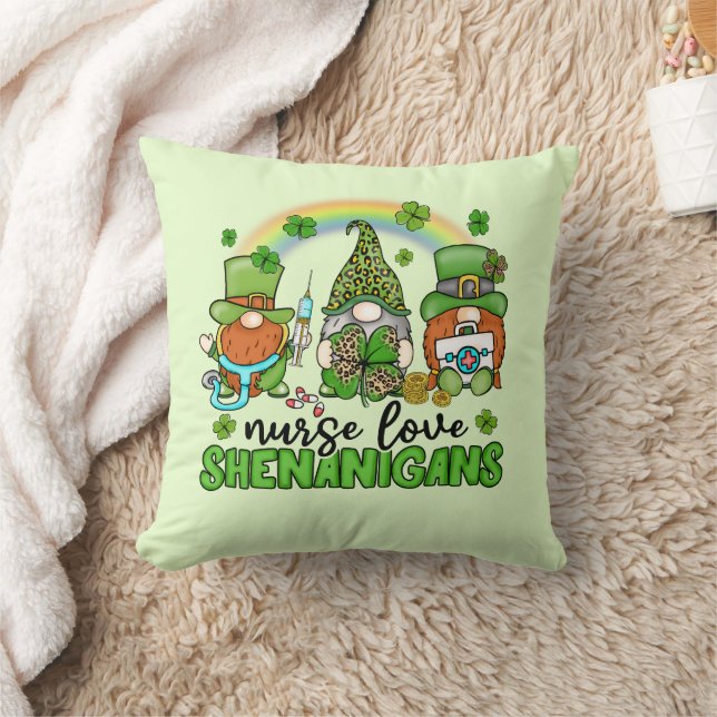 Nurse Love Shenanigans St. Patrick's Throw Pillow (Blanket)
