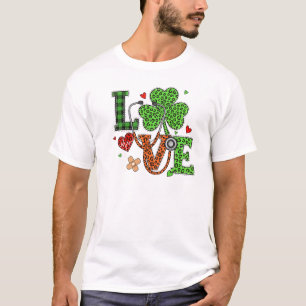 : Nurse Love St Patrick's Day Stethoscope Art T-Shirt