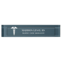 Nurse Manager Medical Caduceus Dusty Blue Custom