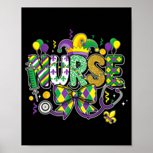 Nurse mardi gras stethoscope new orleans Nurse mar Poster