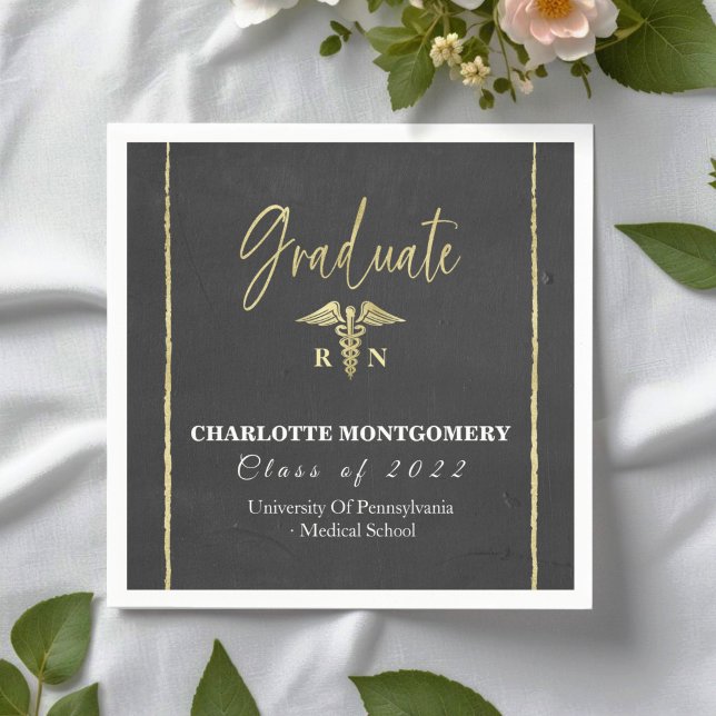 Nurse Medical Caduceus Graduation Napkin (Creator Uploaded)