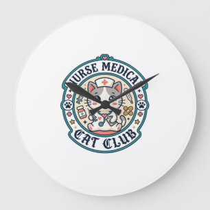 Nurse Medical Cat Funny Cat Lover Design - Nurse M Large Clock