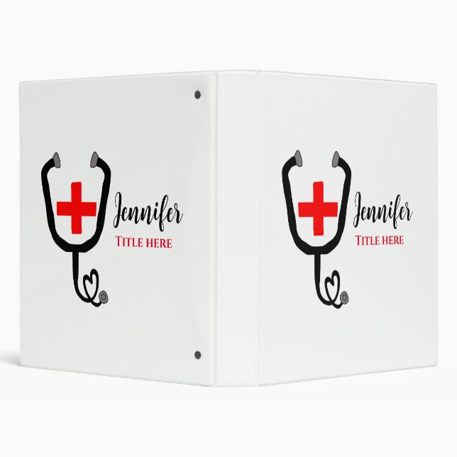 Nurse medical doctor red plus stethoscope add name binder (Background)