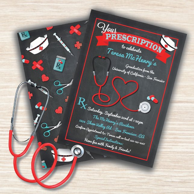 Nurse Medical Graduation Heart Stethoscope Invite (Creator Uploaded)