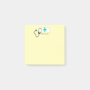Nurse Medical Stethoscope Nurses Hat Pastel Yellow Post-it Notes