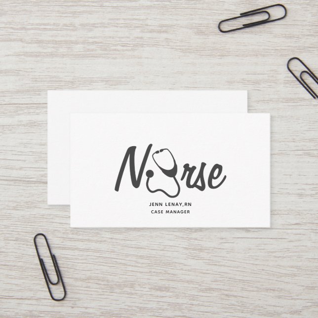 Nurse Medical Stethoscope White Grey Professional Business Card (Front/Back In Situ)