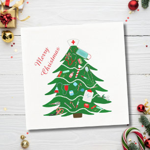 Nurse Merry Christmas Tree Napkin