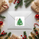 Nurse Merry Christmas Tree Square Sticker<br><div class="desc">This festive Christmas stickers has a Christmas tree decorated with many of the medical supplies that a nurse uses. A great party napkin for a holiday party for the nurses!</div>