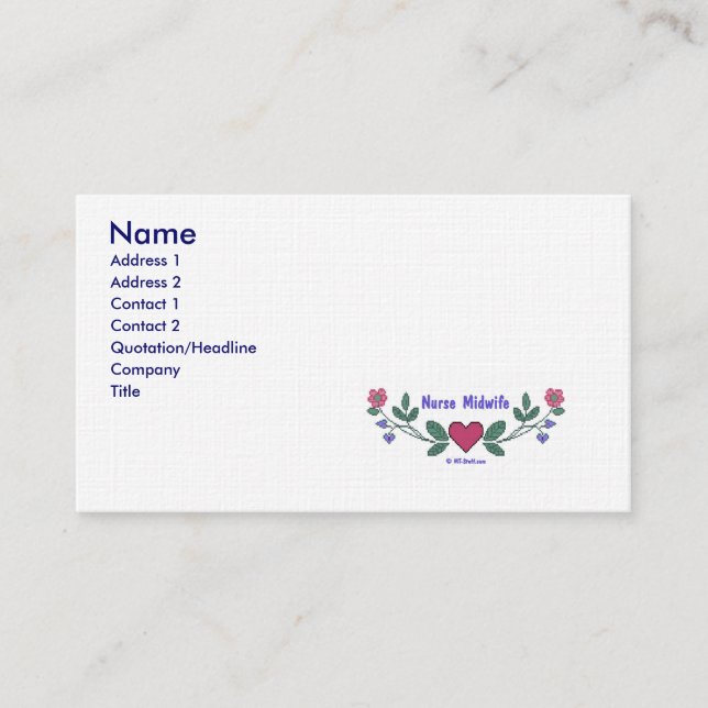Nurse Midwife Business Card (Front)