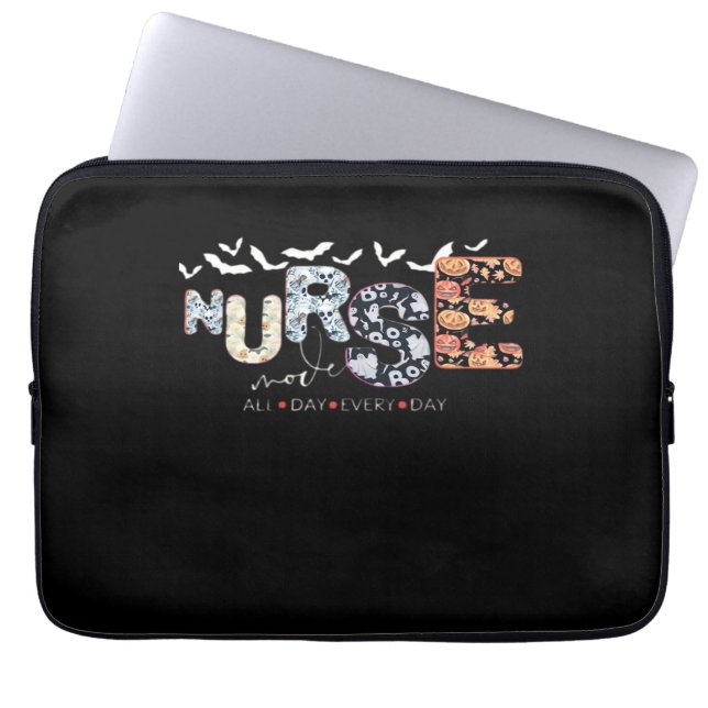 Nurse Mode All Day Every Day Halloween Design Clas Laptop Sleeve (Front)