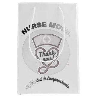 Nurse Mode Thank You Heart Stethoscope Design Medium Gift Bag
