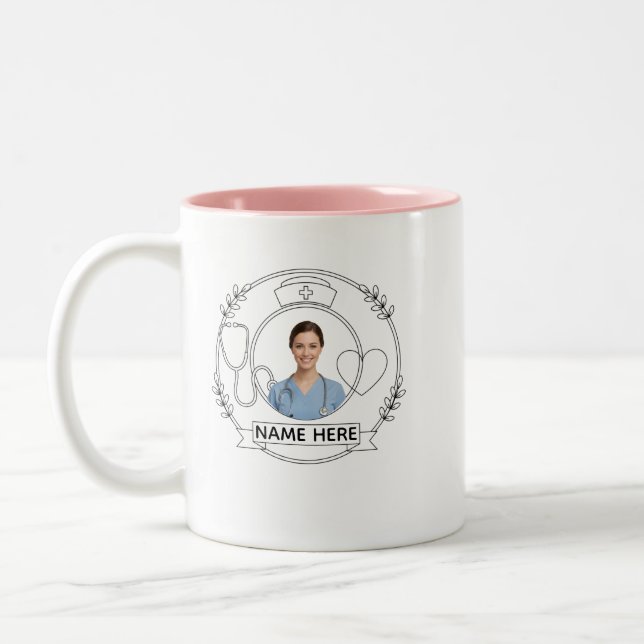Nurse Mug Personalized Name Photo Gift (Gauche)