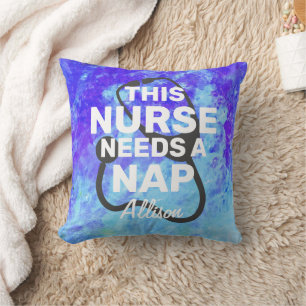 Nurse Needs A Nap Funny Quote Monogram Throw Pillow
