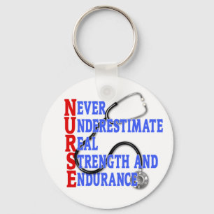 NURSE Never Underestimate Real Strength Endurance Keychain