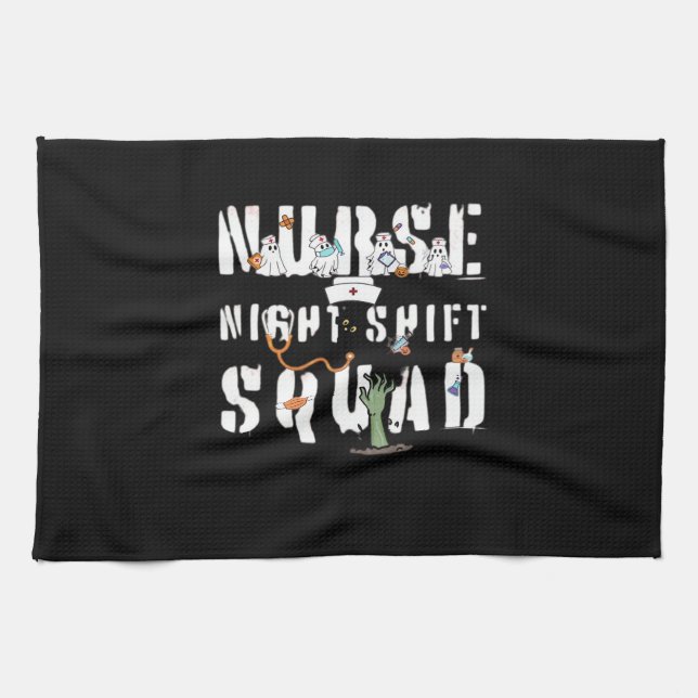 Nurse Night Shift Halloween Squad Classic T-Shirt Kitchen Towel (Horizontal)