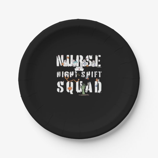 Nurse Night Shift Halloween Squad Classic T-Shirt Paper Plate (Front)