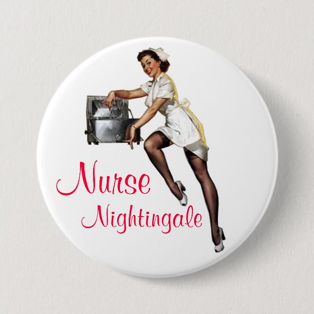 Nurse Nightingale Pin-Up 3 Inch Round Button (Front)