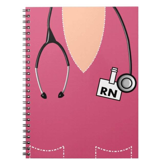 Nurse Notebook Scrub Top Design Pink (Front)