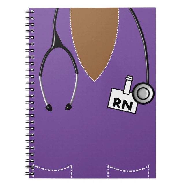 Nurse Notebook Scrub Top Design Purple (Front)