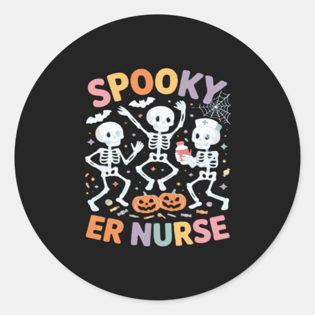 Nurse Nursing Cute Halloween Spooky Essential T-Sh Classic Round Sticker (Front)