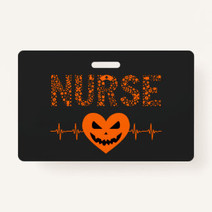 Nurse Nursing Halloween Boo Halloween Orange Ghost Badge