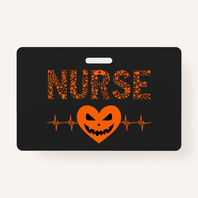 Nurse Nursing Halloween Boo Halloween Orange Ghost Badge (Front)