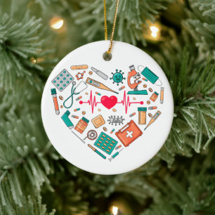 Nurse Nursing Heart Tool Ceramic Ornament