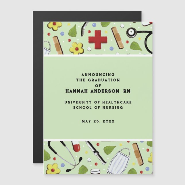 Nurse Nursing School Graduation Announcement (Front/Back)