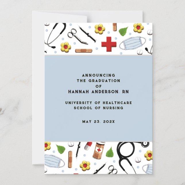 Nurse Nursing School Graduation Announcement (Front)