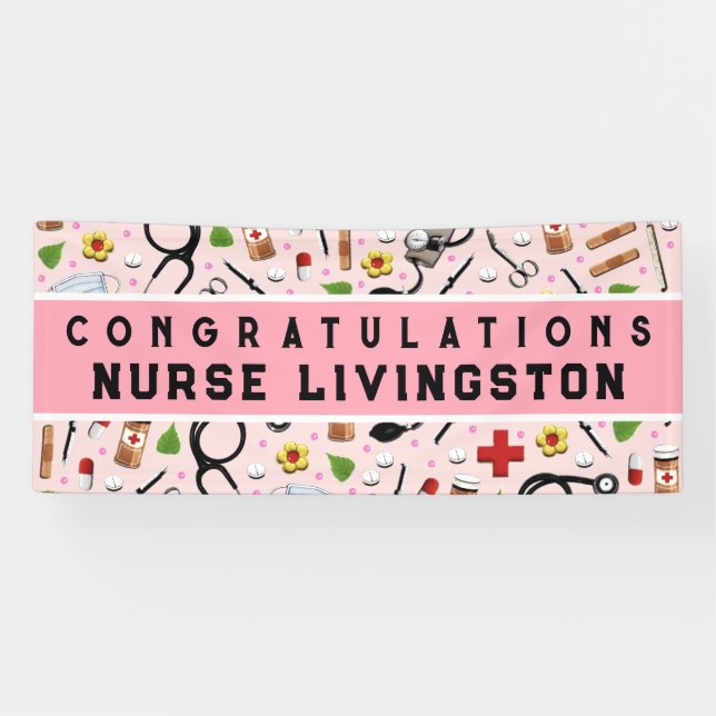 Nurse Nursing School Graduation Congrats Banner (Horizontal)