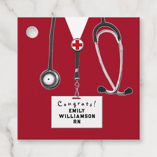 Nurse Nursing School Graduation Favour Tags (Front)