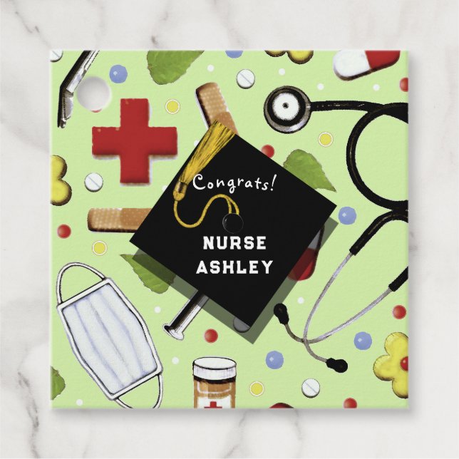 Nurse Nursing School Graduation Favour Tags (Front)
