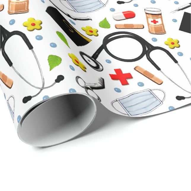 Nurse Nursing School Graduation Gift Wrapping Pape Paper (Roll Corner)