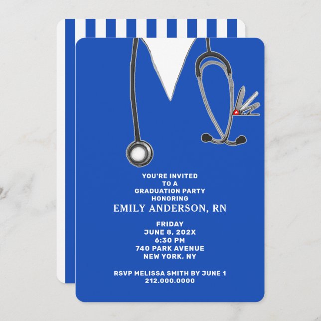Nurse Nursing School Graduation Invitation (Front/Back)