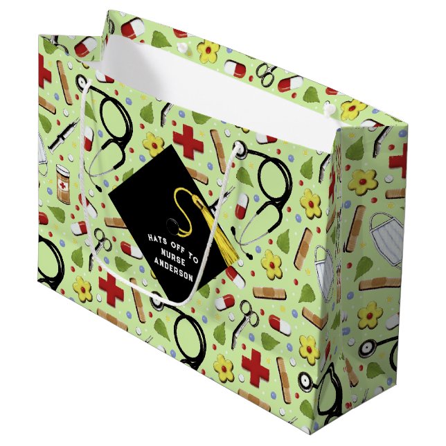Nurse Nursing School Graduation Large Gift Bag (Front Angled)