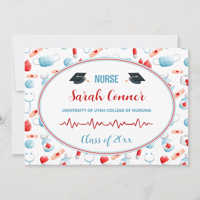 Nurse Nursing School Graduation Medical Announcement (Front)