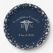 Nurse Nursing School Graduation Navy Blue Silver