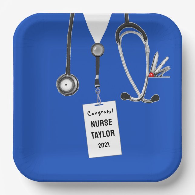 Nurse Nursing School Graduation Paper Plates (Front)