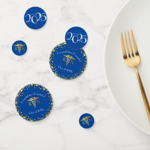 Nurse Nursing School Graduation Party Blue Gold Confetti