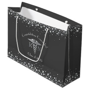 Nurse Nursing School Graduation Party Grey Silver Large Gift Bag