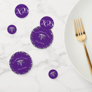 Nurse Nursing School Graduation Purple Silver Confetti