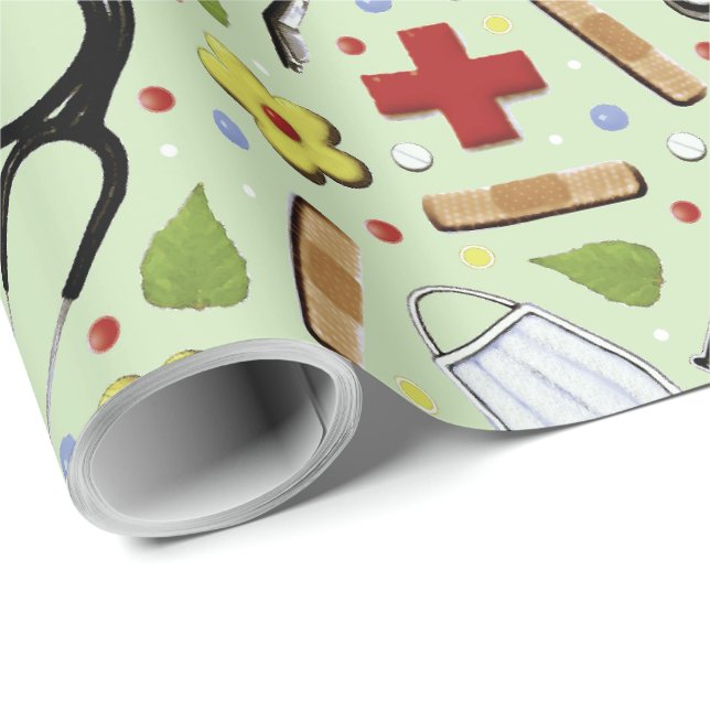 Nurse Nursing School Graduation Wrapping Paper (Roll Corner)