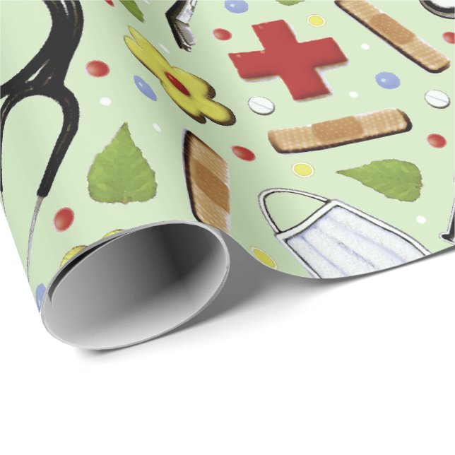 Nurse Nursing School Graduation Wrapping Paper (Roll Corner)