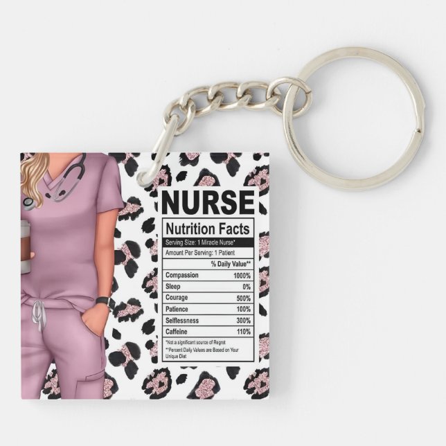 Nurse Nutrition Fact Étiquette Porte - clé acryliq (Dos)