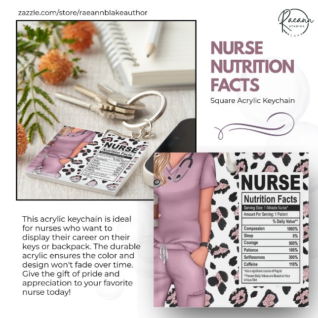 Nurse Nutrition Fact Étiquette Porte - clé acryliq (Créateur téléchargé)