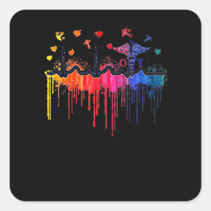 Nurse Occupational Therapist Colourful Heartbeat C Square Sticker