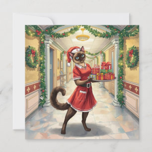 Nurse on Duty Christmas Time for Cat Lovers Holiday Card